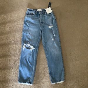 NWT Abercrombie high rise dad jeans 25S med wash